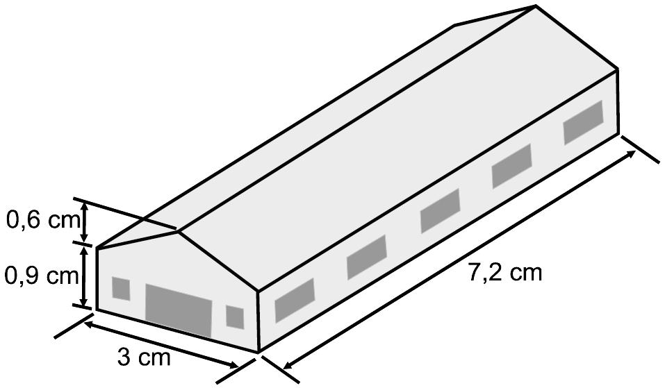 a) 1568 m. b) 2744 m. c) 1176 m. d) 172 m. Questão 06 - (FGV /201/Janeiro) A figura mostra a maquete do depósito a ser construído.