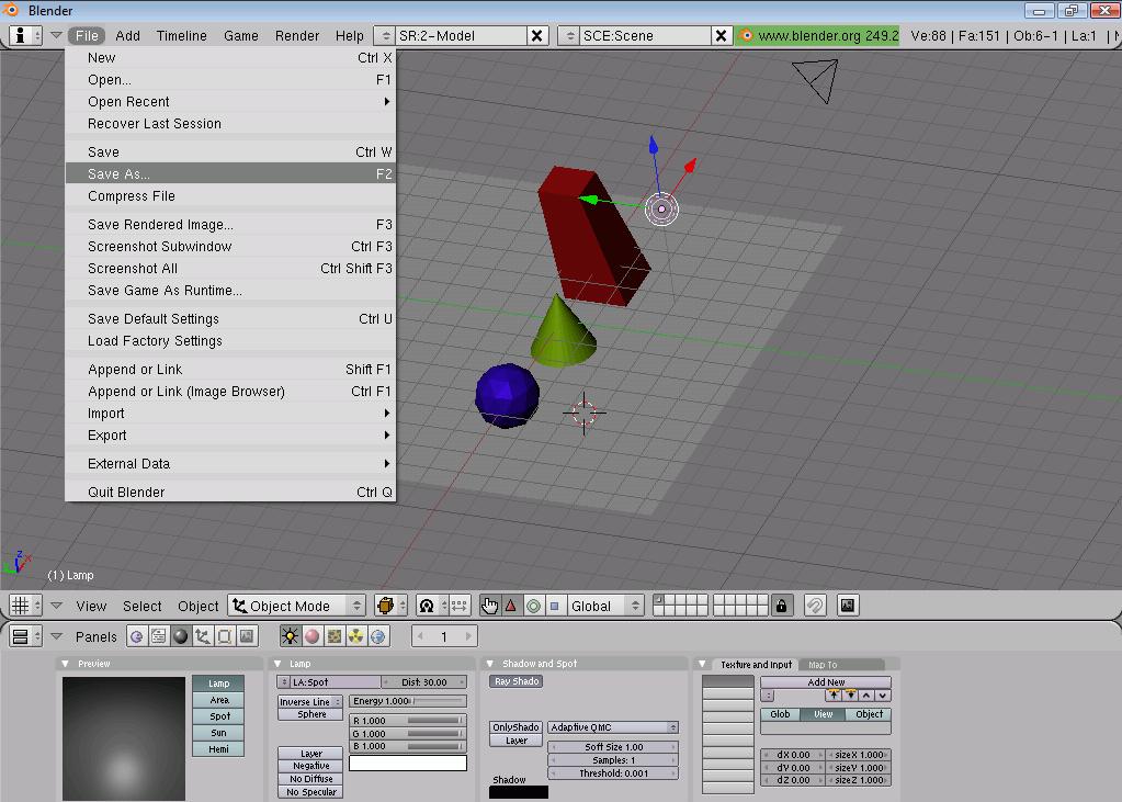 Como referido anteriormente, o blender possibilita a função de executar animações com as modelagens