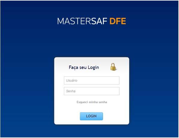 Ao finalizar o processo de instalação, será possível acessar a aplicação. Ao acessar o MASTERSAF DFE via browser (ex.
