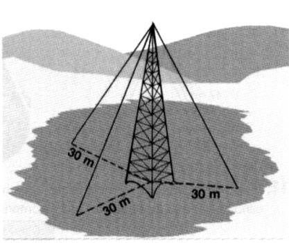 Exercícios: ) Determinar a medida dos segmentos indicados nas figuras: ) A figura mostra uma antena retransmissora com 7 m de altura.
