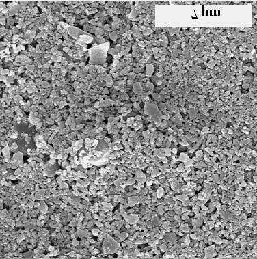 FIGURA 4.14 - Micrografia obtida por MEV do pó de alumina comercial utilizado para a produção da mistura alumina-zircônia Ce-TZP.