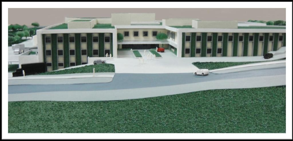 Hospital horizontalizado, pois os pavimentos do prédio foram projetados com o máximo aproveitamento dos desníveis do terreno, diminuindo a movimentação de