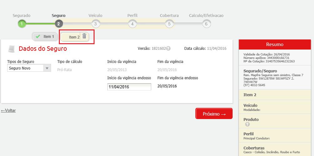 5. Funcionalidade Desfazer O sistema retorna a cotação ao estado original, ou seja, carregando