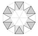 b) ª solução: A figura do item anterior mostra que o dodecágono pode ser decomposto em doze triângulos equiláteros iguais e seis quadrados.