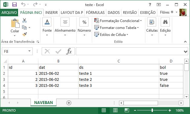 XLS. Figura 46 - Arquivo exportado para arquivo