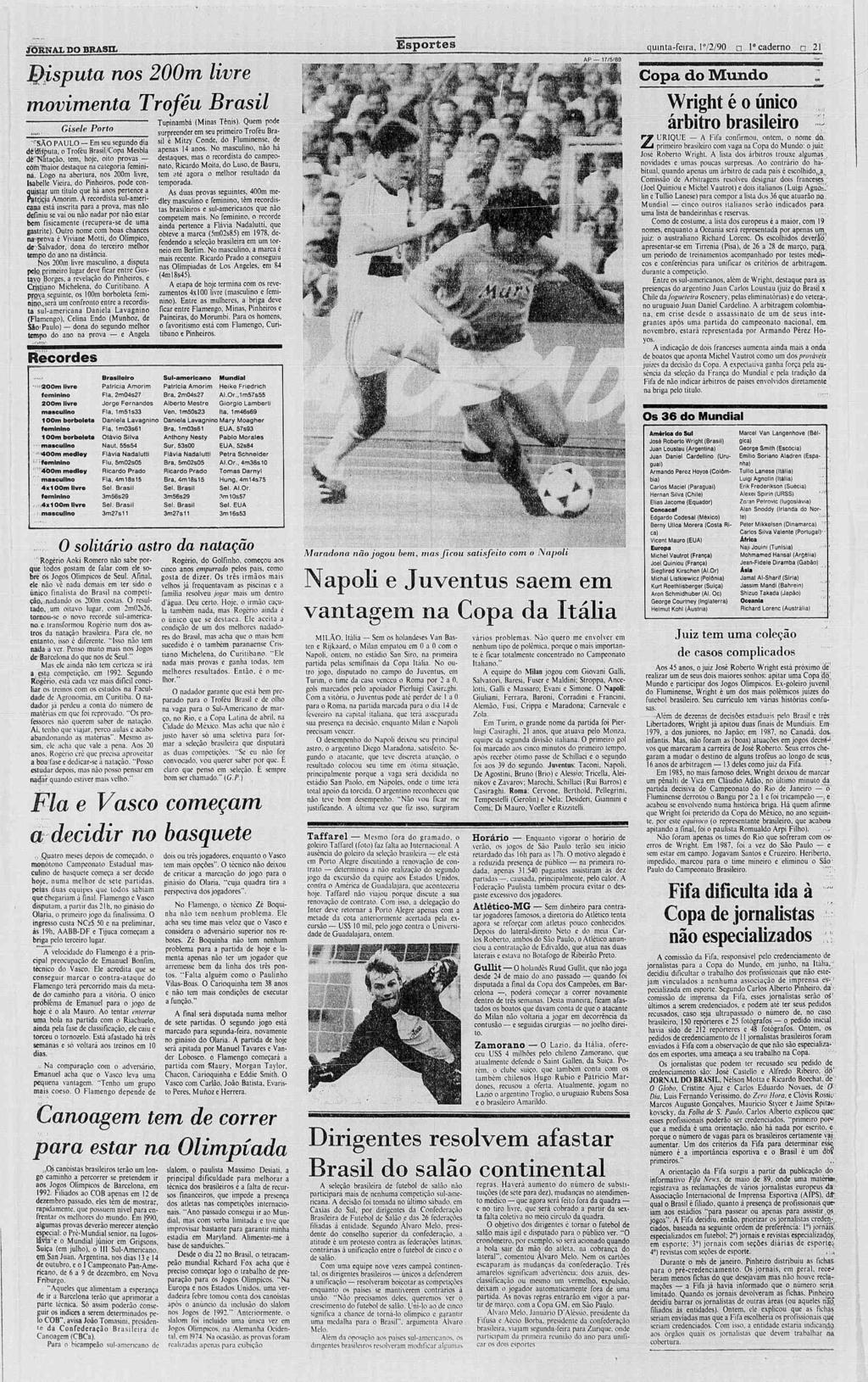 Esportes quinta-feira, JORNAL DO BRASL Esportes quinta-feira, 172/90? l"cademo?