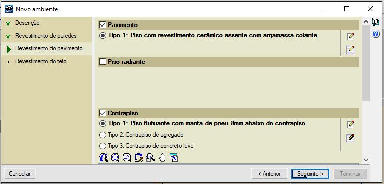 96 Escolha do tipo de revestimento do pavimento Figura 67- Escolha do tipo de revestimento do