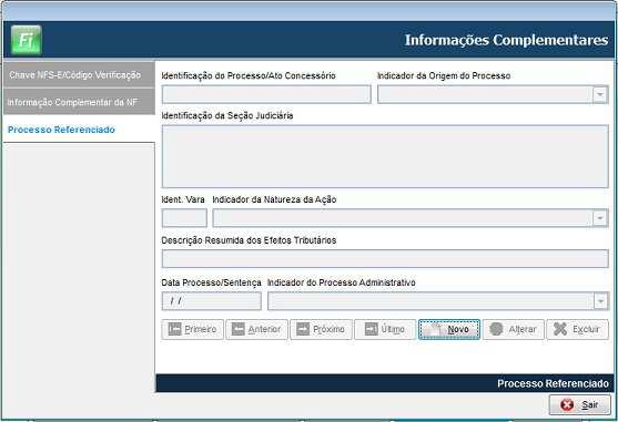 Lançamentos Fiscais Menu Movimentos / ISS / Modelo 51, 53 ou ISSQN / Botão Informações Complementares / Processo Referenciado A pessoa jurídica deverá informar a existência de processo administrativo