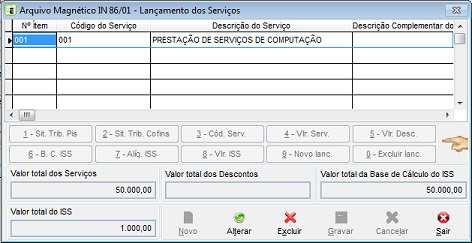 Lançamentos Fiscais Menu Movimentos / ISS / Modelo 51, 53 ou ISSQN / Botão