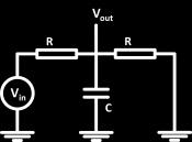 15 QUESTÃO 8: (Eletrônica) O circuito ao lado é de um filtro de frequência passabaixa passivo. Considere as duas resistências como sendo de mesmo valor (R).