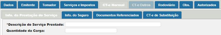 carga ou pessoas que estão sendo transportadas. As abas CT-e Normal - Info.