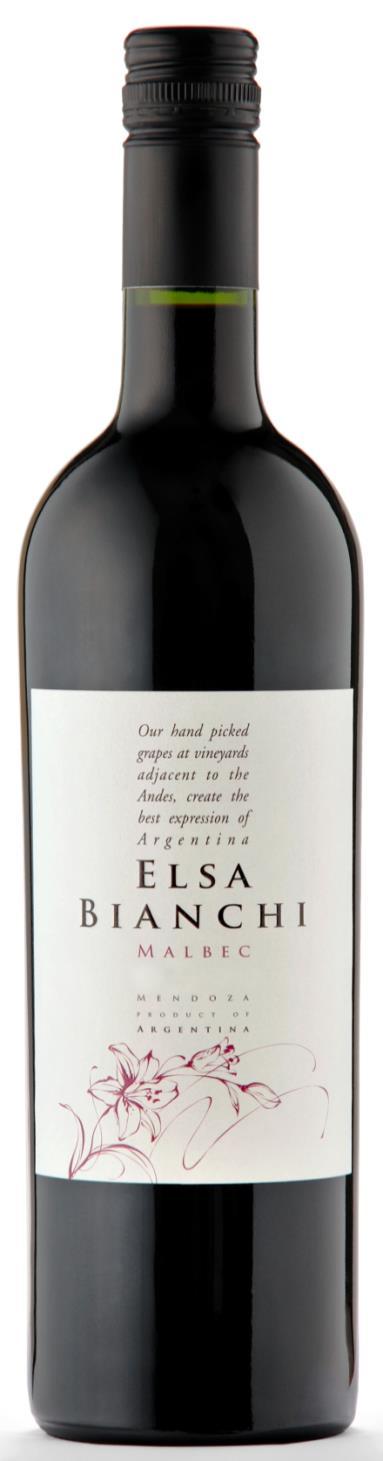 Bianchi Elsa Malbec 2015 750ml Cod cx: 13684 Cod uni: 14290 Variedade: Malbec (100%) Origem: San Rafael, Argentina Teor Alcoólico: 14,3% Servir a: 18ºC Colheita manual, prensagem suave do mosto e