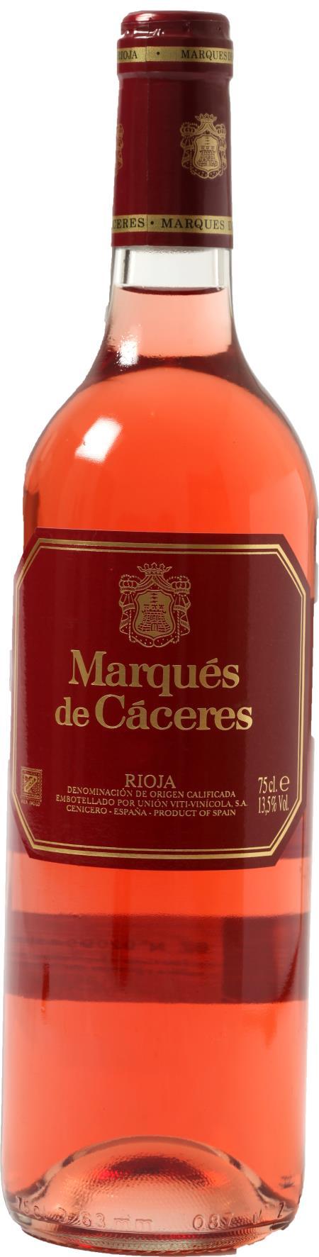 Vinho Rosé Marqués de Cáceres Rosé 2009 750ml Cod cx: 14113 Cod uni: 214113 Variedade: Tempranillo (80%), Garnacha (20%) Origem: Rioja Alta, Espanha Teor Alcoólico: 13,5% Servir a: 8ºC a 10ºC As