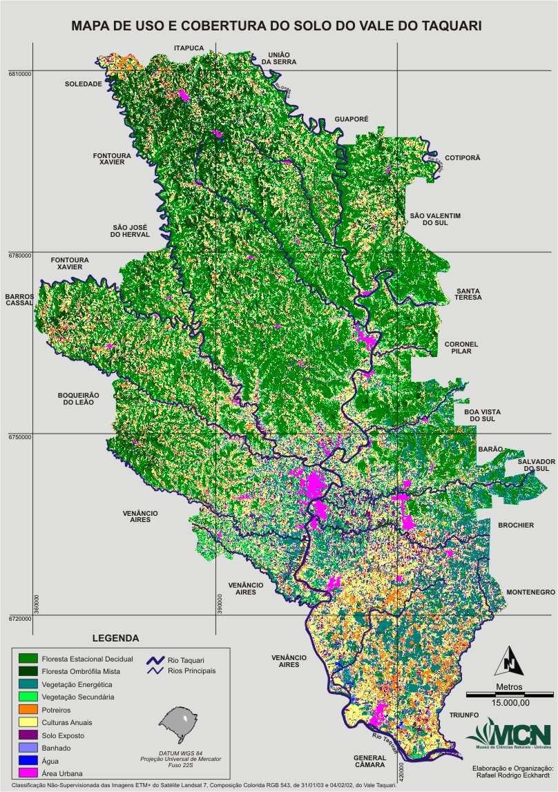 populações humanas. A Tabela 6 apresenta a tipologia das áreas de preservação permanente delimitadas no Vale do Taquari e a área correspondente.