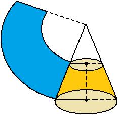 Área de um tronco de cone r 1 : raio do topo r 2 : raio da base h: altura l: