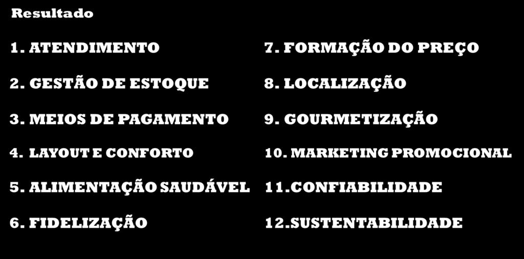 ESTUDO 12 Fatores-chave de Sucesso em Bares e Restaurantes O Sebrae desenvolveu uma metodologia de aplicação dos Fatores-chave de Sucesso em segmentos de negócios.