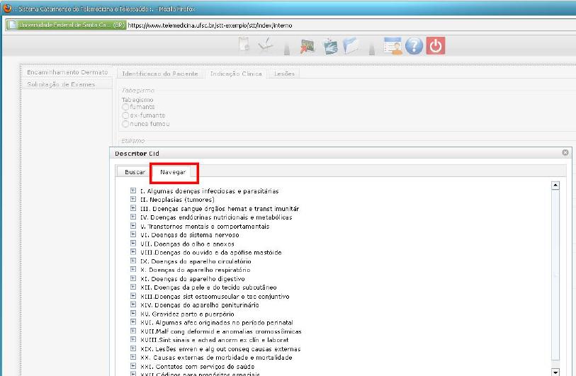 10 A pesquisa por CID 10 também pode ser feita através da opção Navegar, disponível na parte superior da janela.