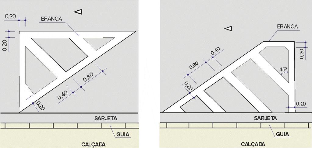 b) Proteção de área de estacionamento Destinada a estacionamento em geral A linha de canalização externa deve ter largura de 0,20m.