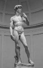 11ª Questão: A imagem abaixo é uma escultura feita em mármore, por Michelangelo, que representa a figura do Rei Davi.
