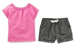 Shorts 3-24 Meses Bata Pink/Shorts Verde Oliva