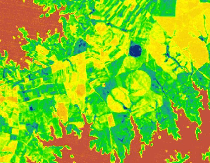 (b) Suponha que constrói uma composição colorida em falsa cor (RGB=742) da imagem. Qual das assinaturas espectrais terá uma cor mais verde na composição colorida? Justifique.