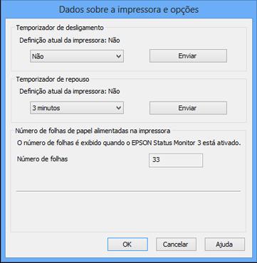 Você verá esta janela: 5. Depois de checar o número de folhas carregadas na impressora, clique em OK para fechar a janela.