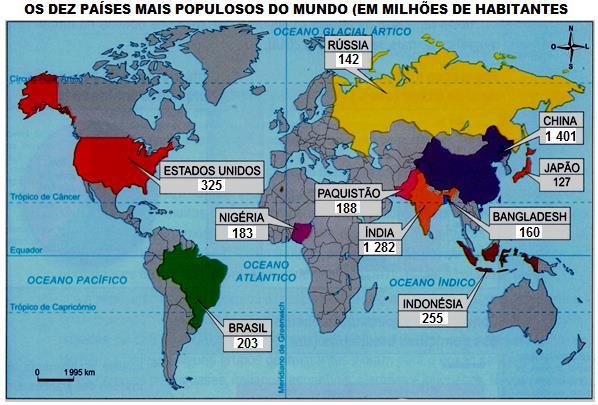 Brasil: país populoso População Absoluta: é quantidade total de habitantes de uma