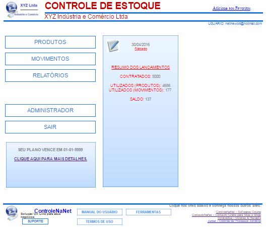 Visão Geral do Programa O software funciona on-line e para seu uso é necessário uma conexão estável com a internet.