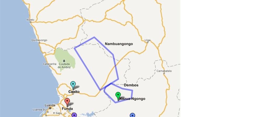 Imagem 3 Mapa da 1ª Região Político-Militar do MPLA Apesar de ter sido o campo de batalha mais difícil para o MPLA, por conta do isolamento do restante do movimento, a 1ª Região foi, sem
