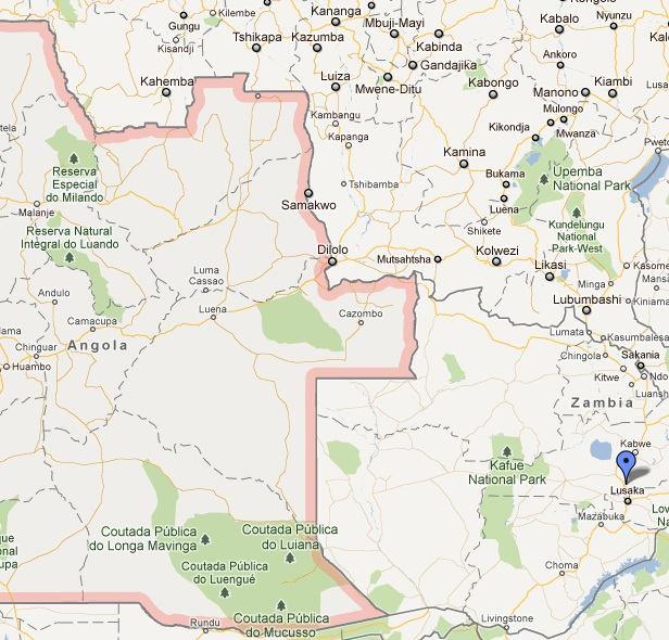 Imagem 6 Mapa da fronteira leste de Angola com a Zâmbia Diante dos problemas da luta armada no norte de Angola e em Cabinda, o MPLA, assim como a FNLA, tentaria desde 1964 estabelecer contatos com as