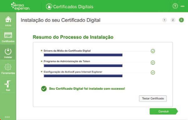 Nesta etapa, você poderá testar o funcionamento de seu Certificado Digital