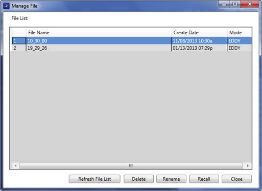 Figura 6 22 Caixa de diálogo File Manager As seguintes funções estão disponíveis na caixa de diálogo Gerenciador de arquivo: Delete exclui arquivos do aparelho NORTEC 600.