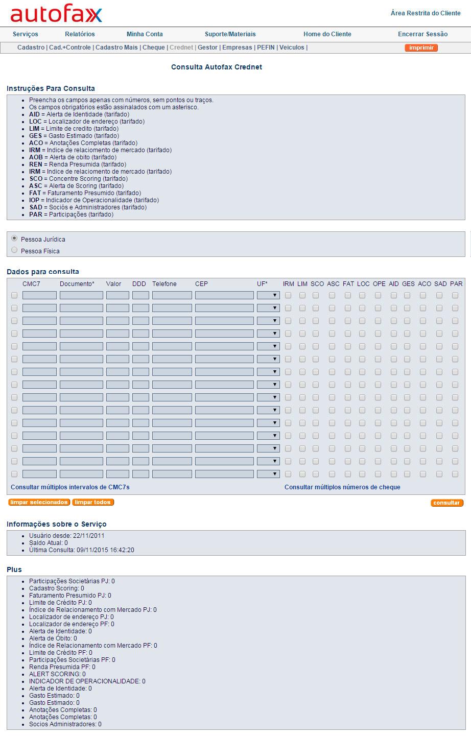 3. No menu SERVIÇOS,