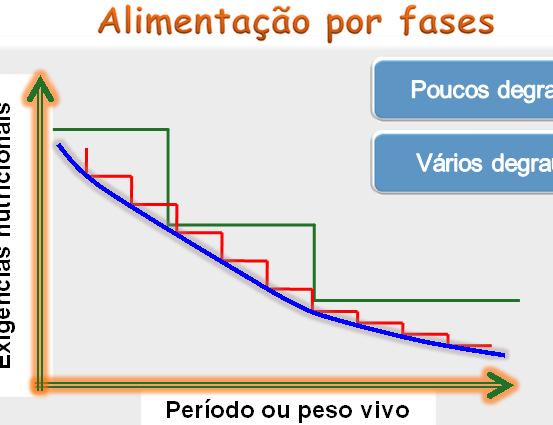 Deposição de gordura maior que a de proteína Exigências nutricionais Período ou peso vivo Alimentação e nutrição