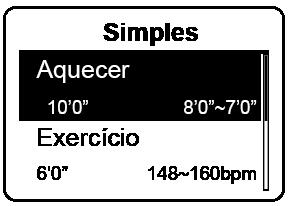 Exercício/Treino Durante um exercício ou treino, o Cardio 40 permite-lhe medir e registar as suas actividades de corrida e exibe o seu desempenho actual.