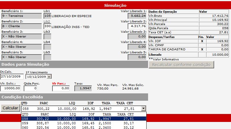 Selecione a forma de liberação do crédito no LIB2 em OP ou TED.