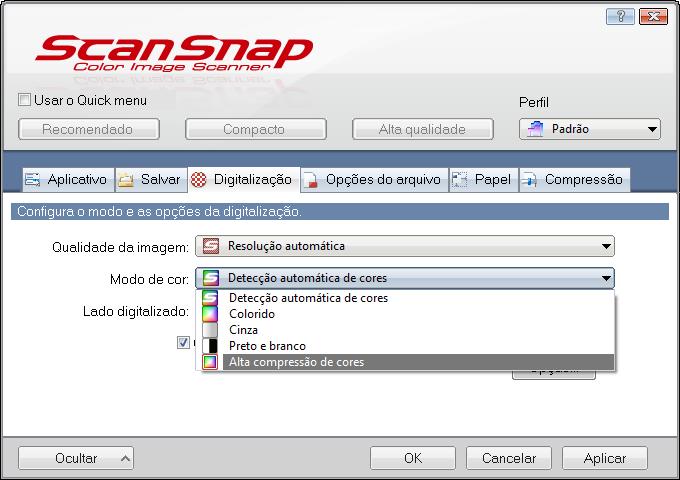Usando o ScanSnap de várias formas (Windows) Digitalização de documentos coloridos no Modo alta compressão O ScanSnap pode salvar dados de imagens de documentos coloridos digitalizados no Modo alta