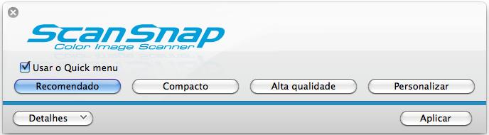 Configurando o ScanSnap Manager (Mac OS) Configurando os parâmetros da digitalização As configurações da digitalização podem ser ajustadas na janela de configurações do ScanSnap de acordo com o uso