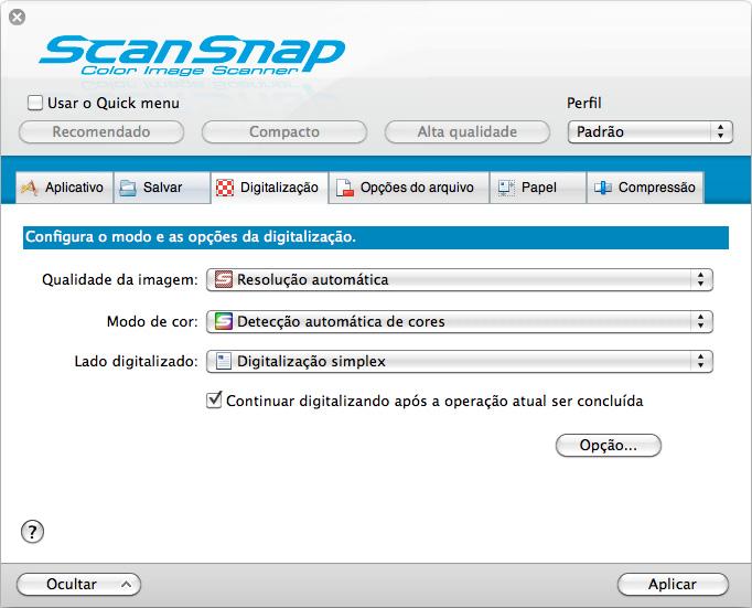 Configurando o ScanSnap Manager (Mac OS) Adicionando perfis 1. Selecione [Configurações] no menu do ScanSnap Manager.