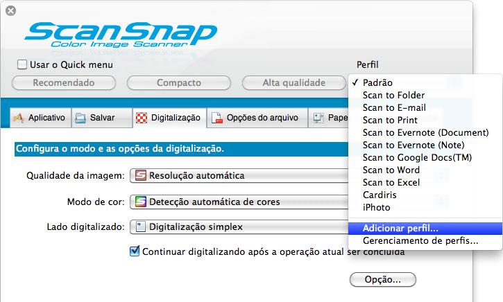 Configurando o ScanSnap Manager (Mac OS) 3.