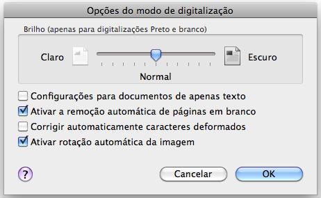 Usando o ScanSnap de várias formas (Mac OS) 2. Clique o botão [Opção] da aba [Digitalização]. A janela [Opções do modo de digitalização] será exibida. 3.