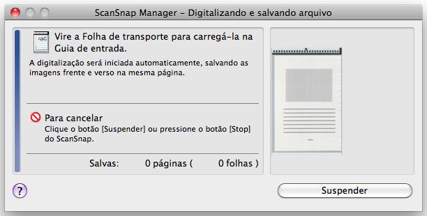Usando o ScanSnap de várias formas (Mac OS) A Folha de transporte será alimentada até ser fixada dentro do ScanSnap.