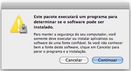 Instalando no Mac OS 4. Clique o botão [Continuar]. Na janela [Instalar ScanSnap], a tela [Bem-vindo ao Instalador do ScanSnap] será exibida. 5.