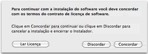 A janela [Licença de uso de software] será exibida. 7. Leia a "Licença de uso de software" e clique o botão [Continuar].