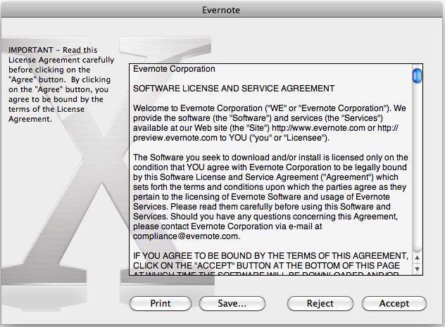 Instalando no Mac OS 4. Para concordar com os termos do contrato, clique o botão [Accept].