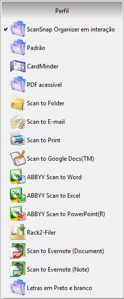 Configurando o ScanSnap Manager (Windows) Interagir quando um dos aplicativos acima estiver aberto Quando o ScanSnap Organizer, CardMinder ou Rack2-Filer estiver aberto, o programa selecionado em
