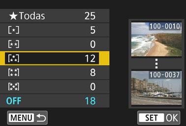 Podem ser especificadas imagens fotografadas até há nove dias. Selecione um item e carregue em <0>. Se [Imagens fotog. nos últ.