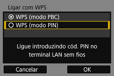 68 7 Especifique o código PIN no ponto de acesso. No ponto de acesso, especifique o código PIN de 8 dígitos apresentado no LCD da câmara.