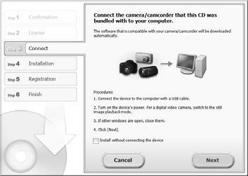 certificar-se de que instala o software num computador com ligação à Internet. Insira CD-ROM na unidade de CD-ROM do computador. Insira o CD-ROM incluído (Disco DIGITAL CAMERA Solution Disk) (pág.