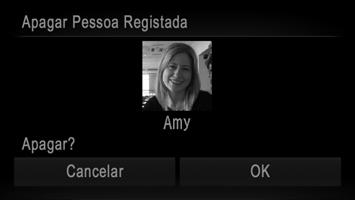 Escolha o nome da pessoa cujas informações pretende apagar. Toque no nome da pessoa cujas informações pretende apagar. Depois de [Apagar?] ser apresentado, toque em [OK].